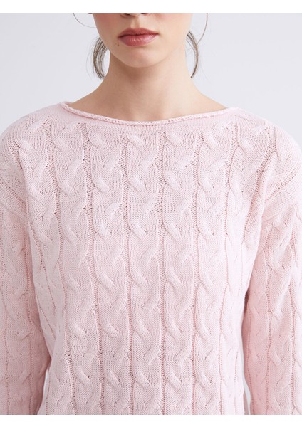 Yeni Sezon Kayık Yaka Kendinden Desenli Kadın Triko Kazak modelleri