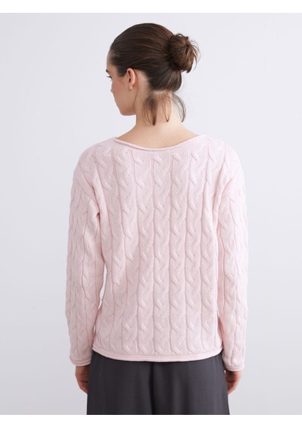 Yeni Sezon Kayık Yaka Kendinden Desenli Kadın Triko Kazak fırsatları