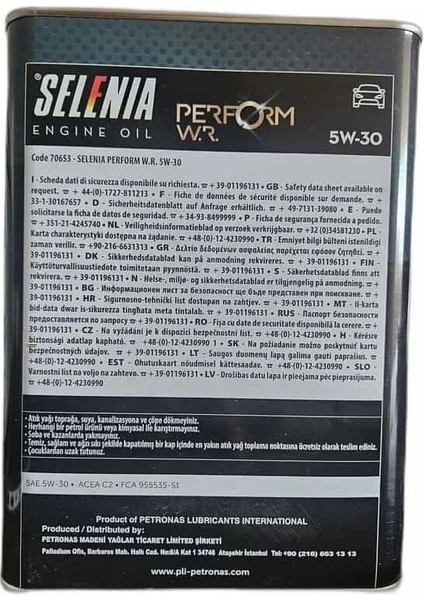 Selenia Perform W.r. 5W 30 Tam Sentetik Motor Yağı 3.2 L Dizel Araçlar Için fiyatları