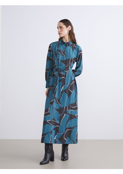 Yeni Sezon Modal Karışımlı Desenli Gömlek Elbise fiyatları