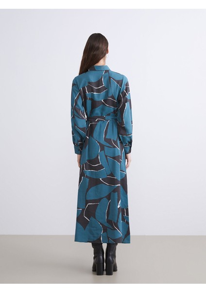 Yeni Sezon Modal Karışımlı Desenli Gömlek Elbise fırsatları