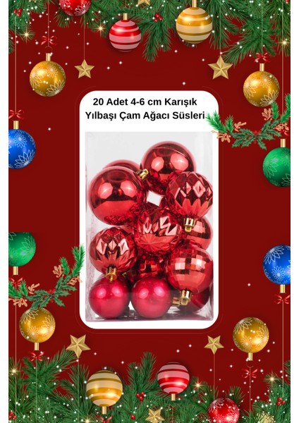 20 Adet Premium Yılbaşı Çam Ağacı Süsleri 4-6 cm Karışık Yılbaşı Topları fiyatları