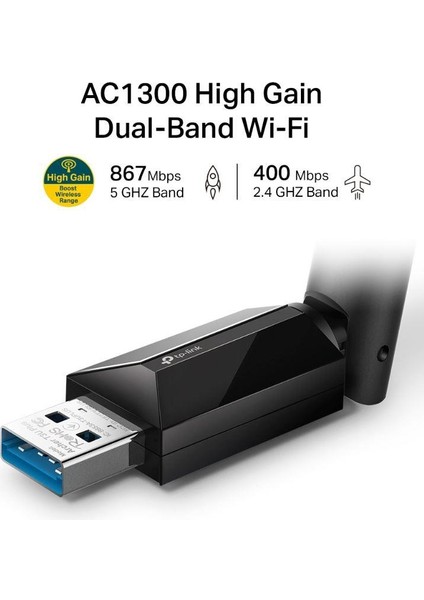 Tp-Lınk Archer T3U Plus 1300MBPS Kablosuz Dual Band USB Adaptor modelleri