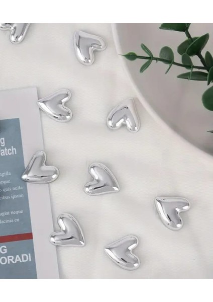 4 Adet Gümüş Renk Kalp Model Buzdolabı Magneti Mıknatıslı Fotoğraf Tutucu Magnet