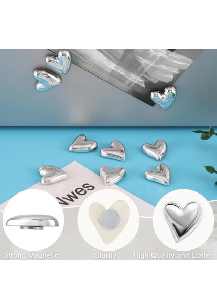 4 Adet Gümüş Renk Kalp Model Buzdolabı Magneti Mıknatıslı Fotoğraf Tutucu Magnet fiyatları