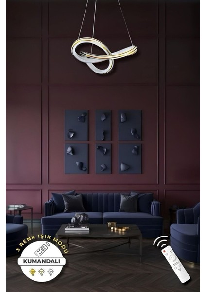 Nadia White Gold Kumandalı 3 Renk Modern Sarkıt LED Avize modelleri