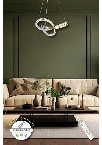 Nadia White Gold Kumandalı 3 Renk Modern Sarkıt LED Avize fırsatları