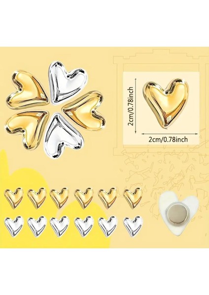 4 Adet Gümüş Renk Kalp Model Buzdolabı Magneti Mıknatıslı Fotoğraf Tutucu Magnet