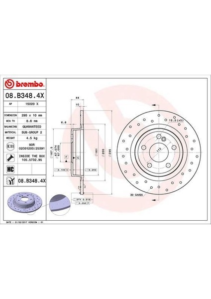 08B3484X - Fren Dıskı Arka Mercedes W176 W246 C117 X156