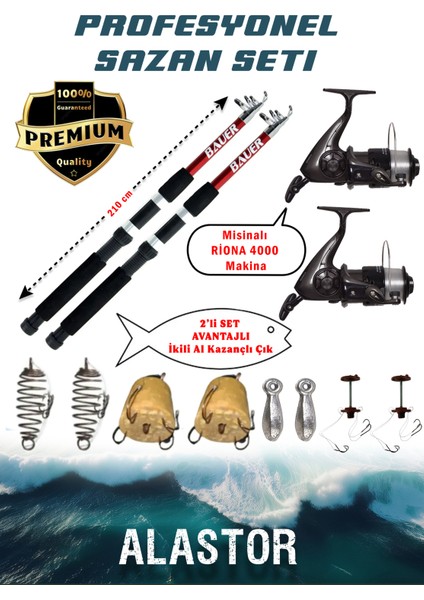 Profosyonel 2'li Sazan Olta Takımı 2 Adet Kamış 2 Adet Makine Sazan Olta Seti Makineli Olta