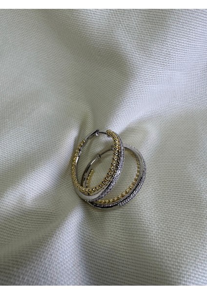 Çift Renkli Topçuk & Taşlı Halka Küpe indirimleri