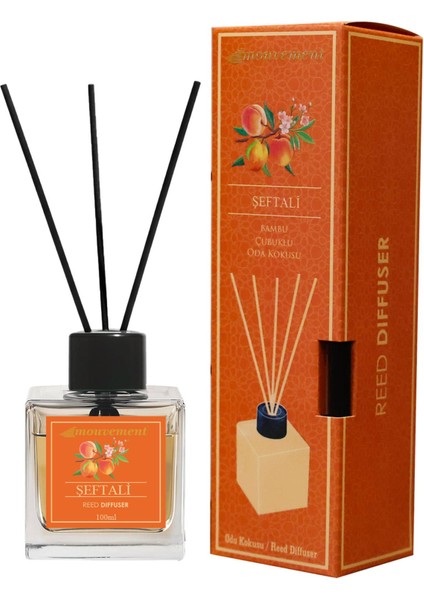 Şeftali Bahçesi 100 ml Bambu Çubuklu Oda Kokusu – Tatlı ve Meyvemsi Bir Canlılık