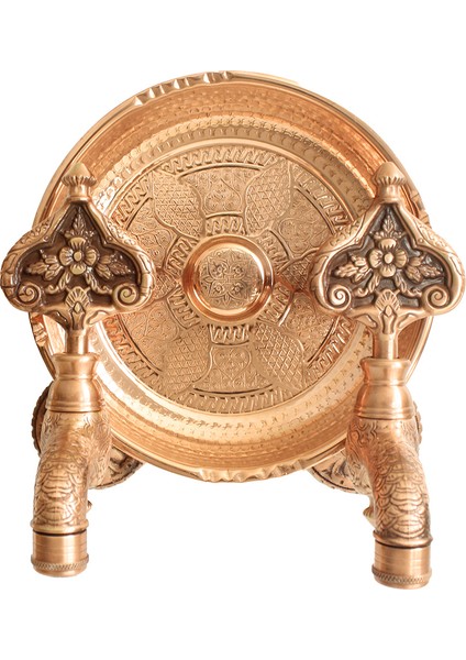 Ikili Hamam Taslı Desenli Perlatörlü Bakır Osmanlı Musluk