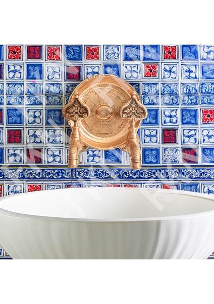 Ikili Hamam Taslı Desenli Perlatörlü Bakır Osmanlı Musluk fiyatları