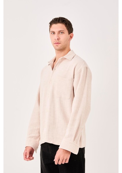 X-0001 Ayaklı Yaka Tek Cepli Uzun Kol Gömlek fiyatları