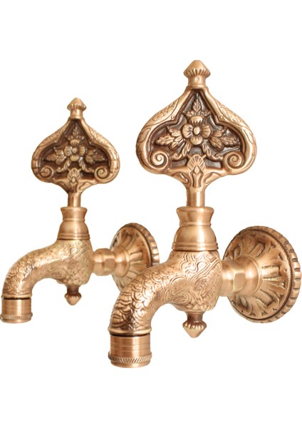 Ikili Desenli Perlatörlü Antik Osmanlı Musluk