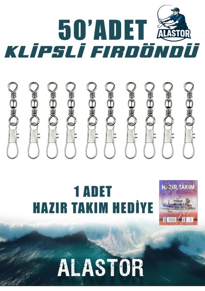50 Adet Klipsli Fırdöndü Olta Için Fırdöndü Karbon Çelik