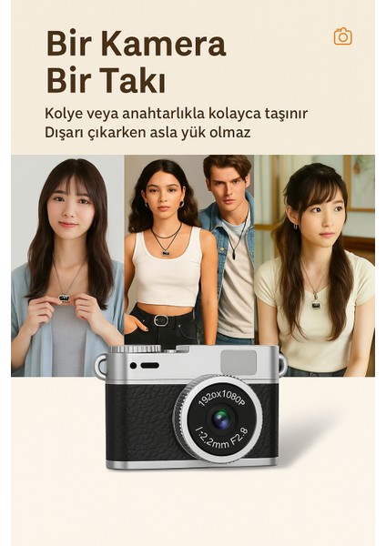 Vintage Mini Dijital Fotgraf Makinesi 1080P 0.96 Inç Ekranlı LED Işıkl