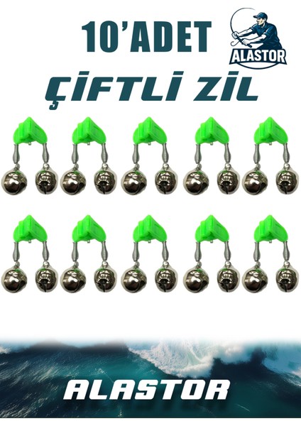 10'lu Set Çiftli Plastik Zil Olta Zili Olta Kamışı Için Zil Fosfor Takılabilir Zil