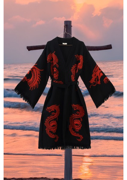 Organik %100 Pamuk Kimono Yaka Sabalık Bornoz - Viserion