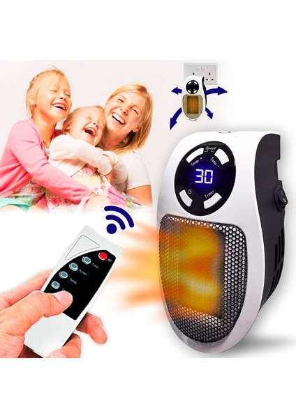 Fanlı Elektrikli Isıtıcı Karavan Için Taşınabilir 220 Volt Fişe Takılan 500 Watt Isıtıcı Kumandalı