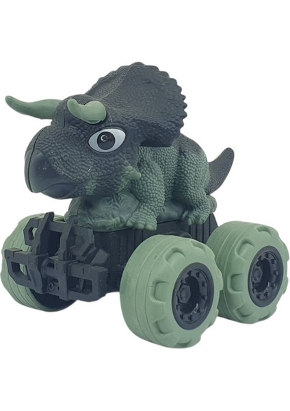 Sürtmeli Dinazor Arabalar cm - H-20 - Triceratops - Yeşil