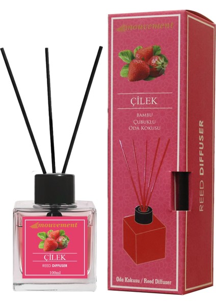 Tatlı Çilek 100 ml Bambu Çubuklu Oda Kokusu – Meyvemsi ve Enerjik Bir Atmosfer Yaratın