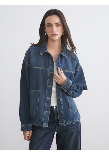 Yeni Sezon Oversize Kadın Jean Gömlek Ceket
