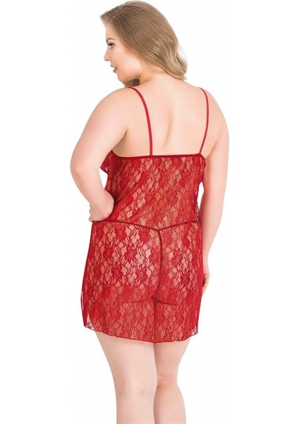 Arias Closet Büyük Beden Kırmızı Kısa Tül Gecelik fiyatları