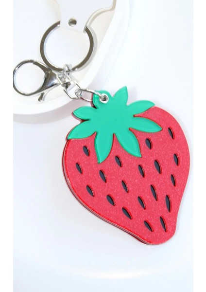 Çilek Tasarım Meyve Model Aynalı Kadın Çanta Charmı ve Anahtarlık modelleri