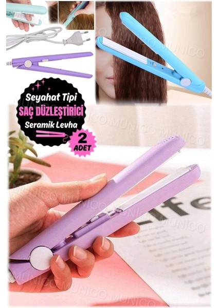 Iki Adet Mini Düz Saç Bigudi, Hafif ve Renkli, Seyahat ve Ev Kullanımı Için Ideal