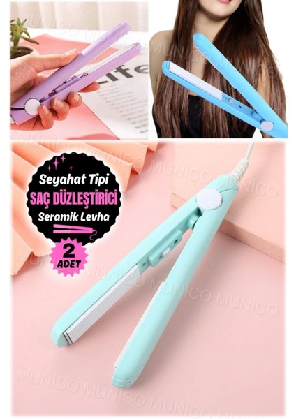 Iki Adet Mini Düz Saç Bigudi, Hafif ve Renkli, Seyahat ve Ev Kullanımı Için Ideal