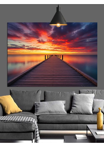 Gün Batımında Iskele (Sonsuzluk) Dekoratif Kanvas - Mdf Ahşap Tablo modelleri