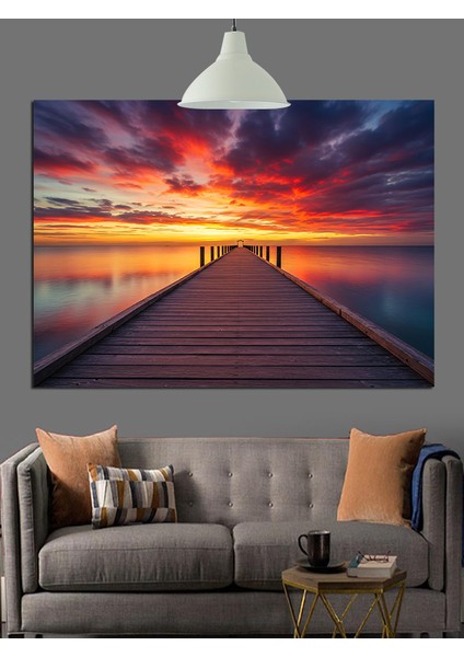 Gün Batımında Iskele (Sonsuzluk) Dekoratif Kanvas - Mdf Ahşap Tablo fırsatları