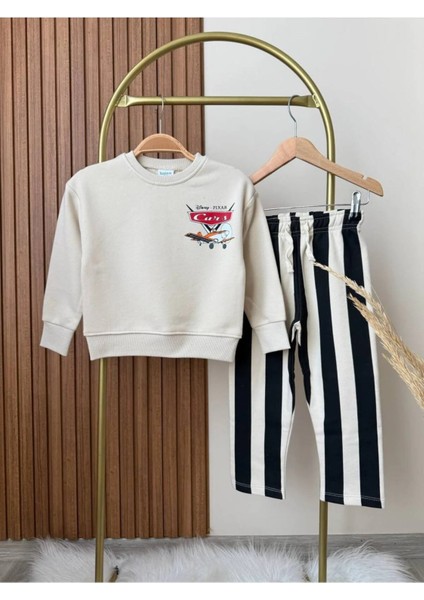 Erkek Çocuk Dino Park 3 Iplik Pamuk Kumaş Baskılı Alt Üst Takım Şardonsuz