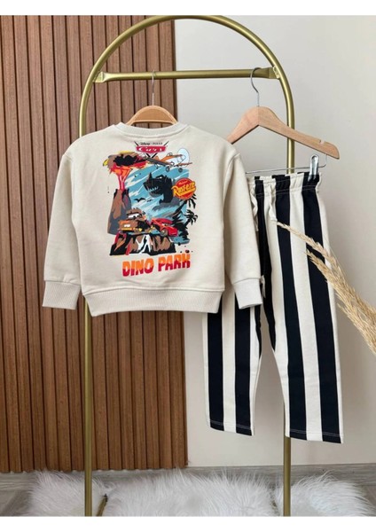 Erkek Çocuk Dino Park 3 Iplik Pamuk Kumaş Baskılı Alt Üst Takım Şardonsuz fiyatları