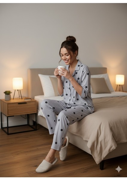 Kadın Düğme Detaylı Pijama Takımı fırsatları
