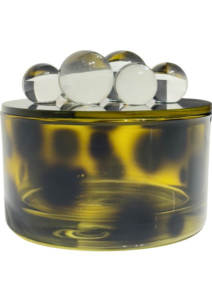 Cam Leopar Desen Haki Yeşil Dekoratif Kutu