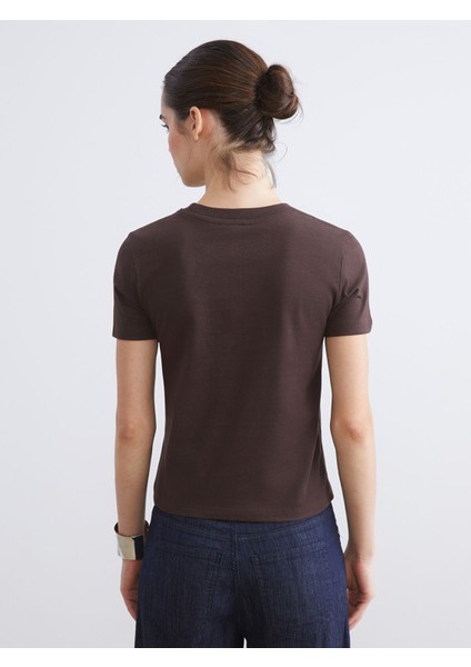 Yeni Sezon Bisiklet Yaka Nakışlı Kadın Tişört fırsatları