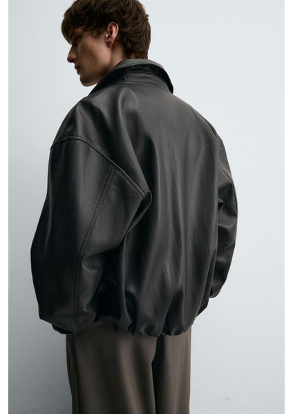 Suni Deri Bomber Erkek Ceket indirimleri