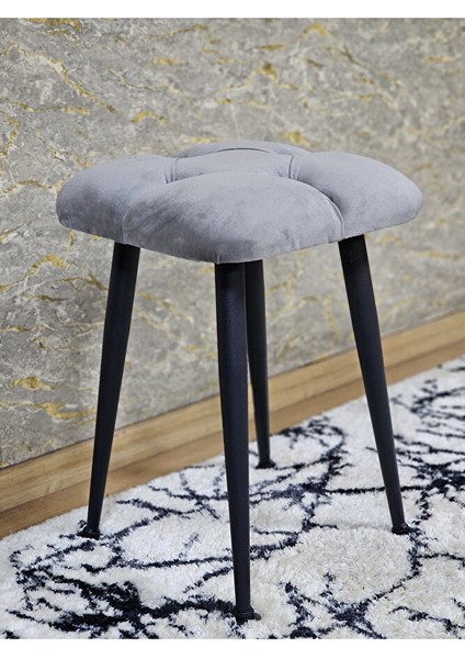 Kare Siyah Boyalı Konik Ayaklı Tabure - Oturak - Bar Taburesi - Ayaklı Tabure Gri Renk 48 x 33 Boyut/ebat