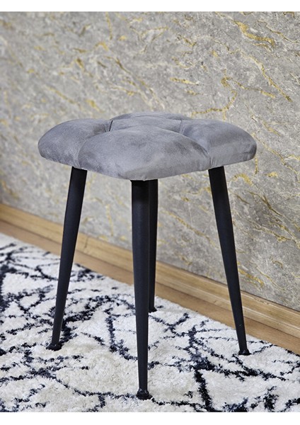 Kare Siyah Boyalı Konik Ayaklı Tabure - Oturak - Bar Taburesi - Ayaklı Tabure Gri Renk 48 x 33 Boyut/ebat fırsatları