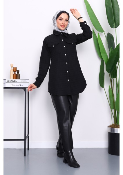 Siyah Kapitone Çıtçıtlı Cepli Ceket fiyatları