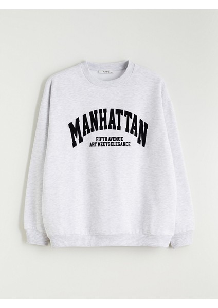 Yeni Sezon Manhattan Nakışlı Oversize Kadın Kalın Sweatshirt indirimleri