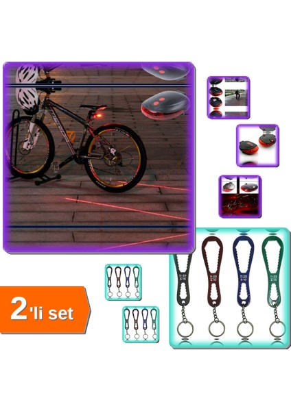 Lazer Güvenlik Lambası + Bisiklet Tamir Anahtarı 2'li Set - Güvenli Sürüş Için Ideal 9G7H4R
