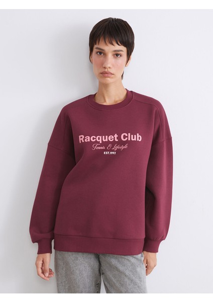 Yeni Sezon Baskılı Oversize Kadın Kalın Sweatshirt