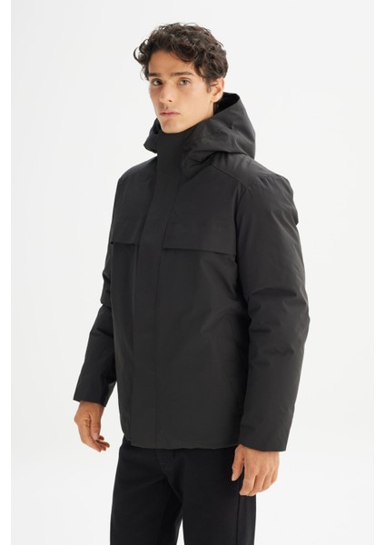 Relaxed Fit Rahat Kesim Kapüşonlu Cepli Şişme Mont modelleri