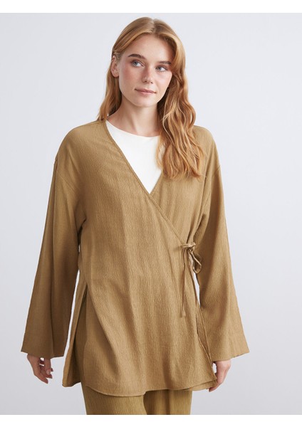 Yeni Sezon Kruvaze Yaka Dokulu Kadın Kimono