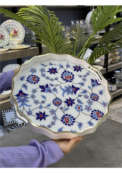 Lüx Yuvarlak Iç Kısmı Cam Tepsi