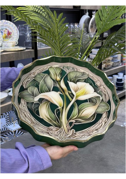 Lüx Yuvarlak Iç Kısmı Cam Tepsi fiyatları